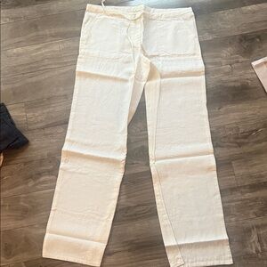 LONDONJEAN Cream Linen Trousers